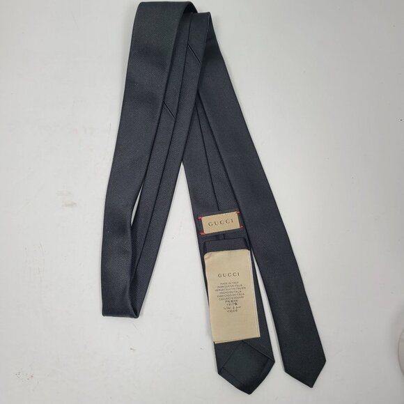 Gucci Men's Black Silk Tie Made in Italy NIB with Tags - Picture 7 of 9